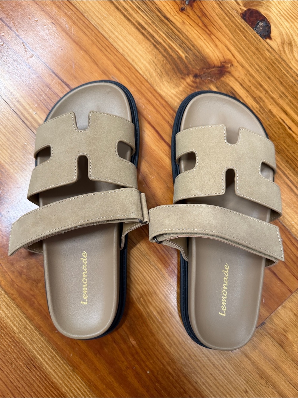 Lemonade Beige Double-Strap Slide Sandals Size 6 NWOT